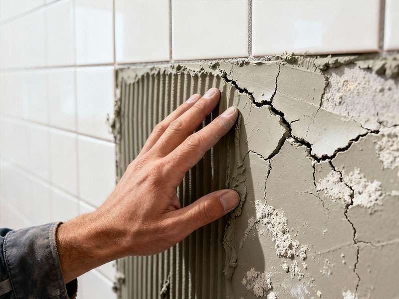 tile adhesive application problems non-adhesive