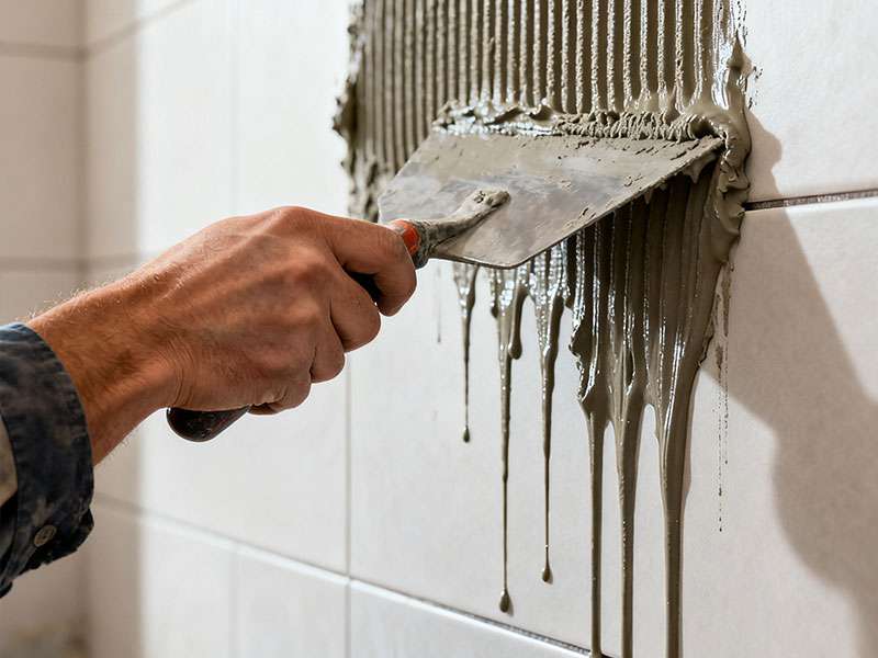 tile adhesive application problems poor water retention